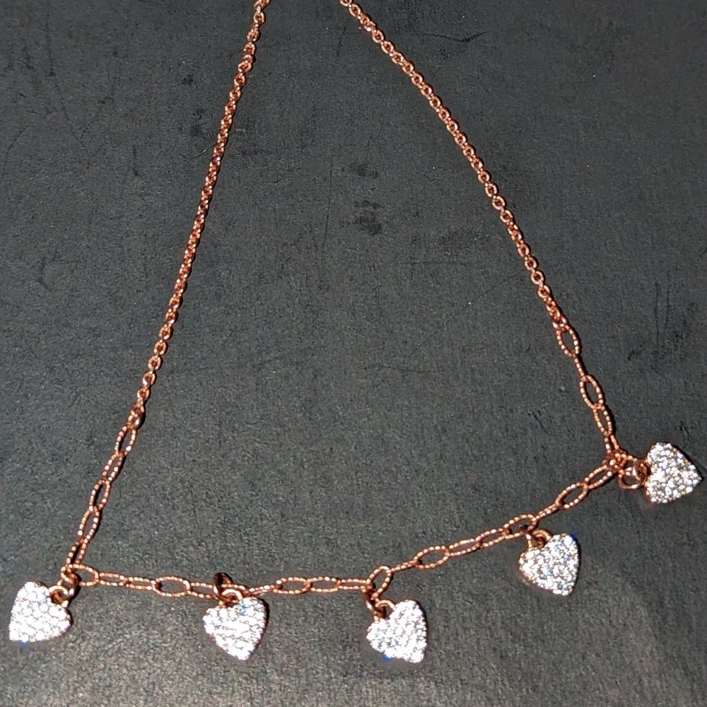 Heart charm bracelet .925 rose gold over sterling